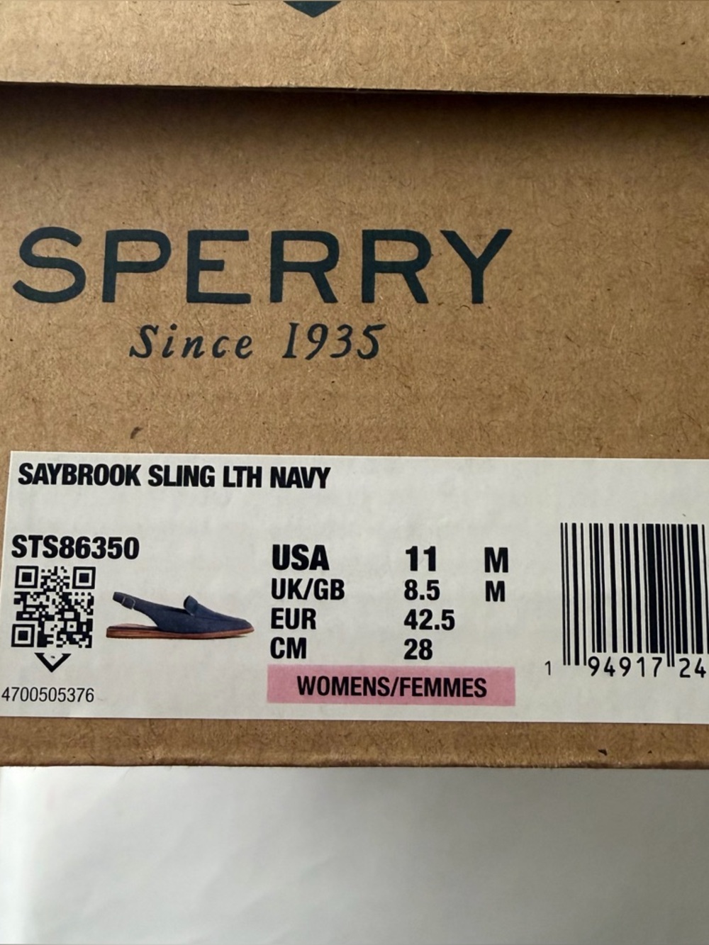 New Sperry Top-Sider Saybrook Slingback Leather Flats Light Navy Blue Woman’s 11 - Picture 3 of 11